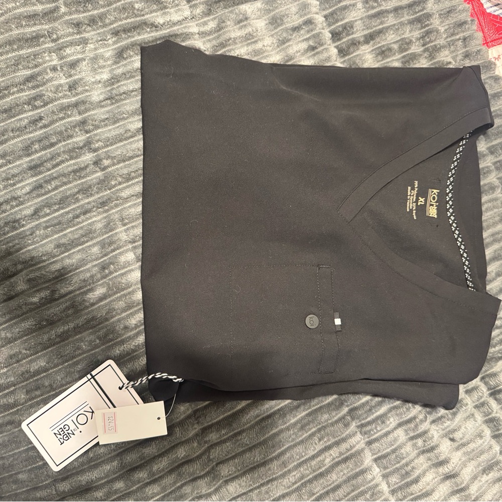 KOI Black V-Neck Scrub Top